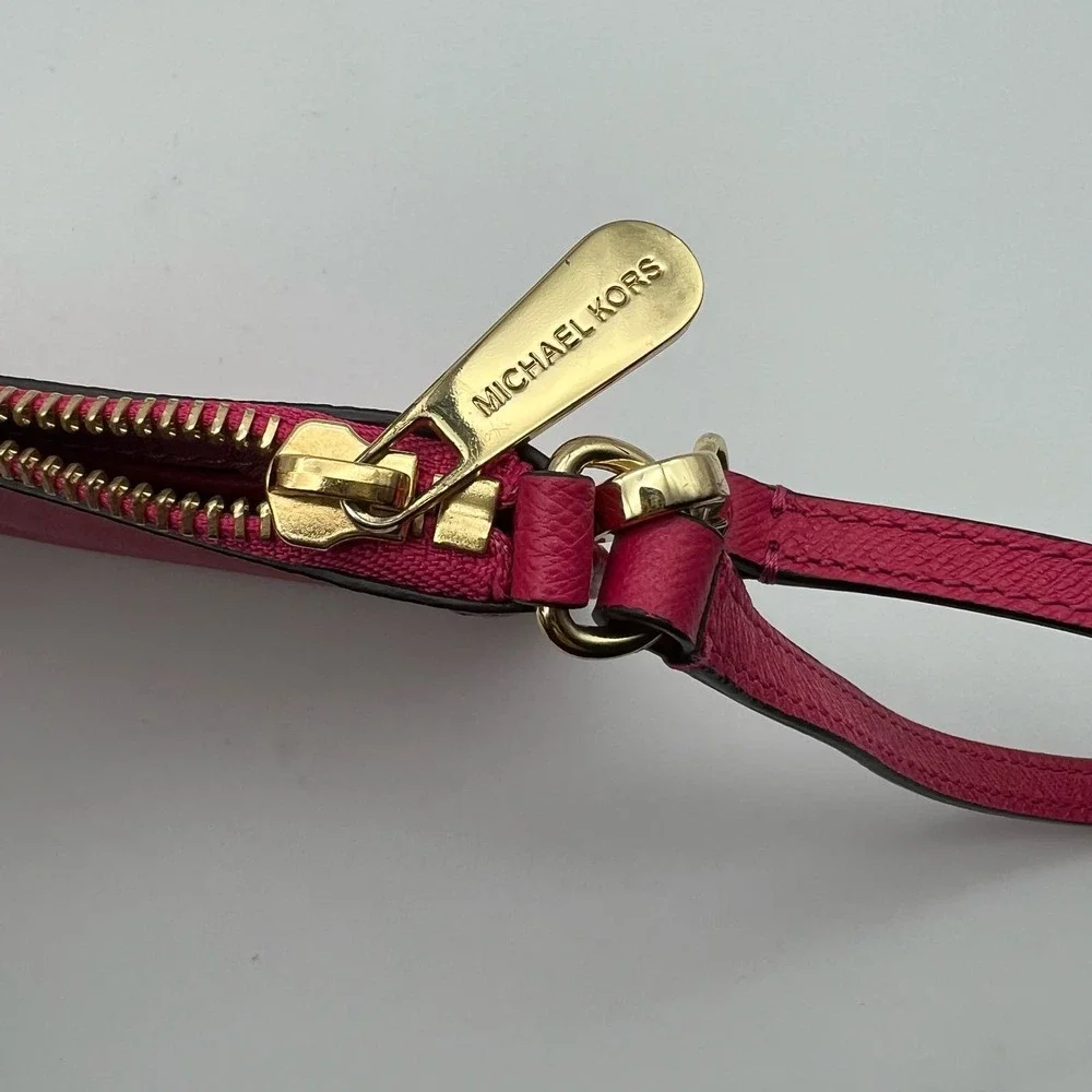 Michael Kors Hot Pink Wristlet with Zip Closure Colorful Preppy Designer - Picture 5 of 11